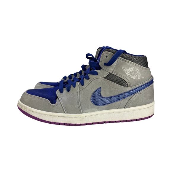 Air Jordan 1 Mid Matte Silver Laser Purple 554724-008 Men’s 8 Sneakers - Picture 6 of 12